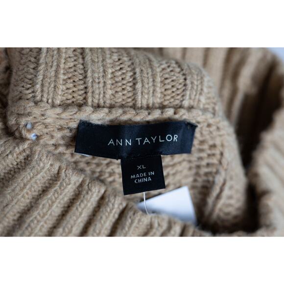 Ann Taylor Size XL Sweater Pullover Cable Knit Tan NWT - Picture 4 of 6